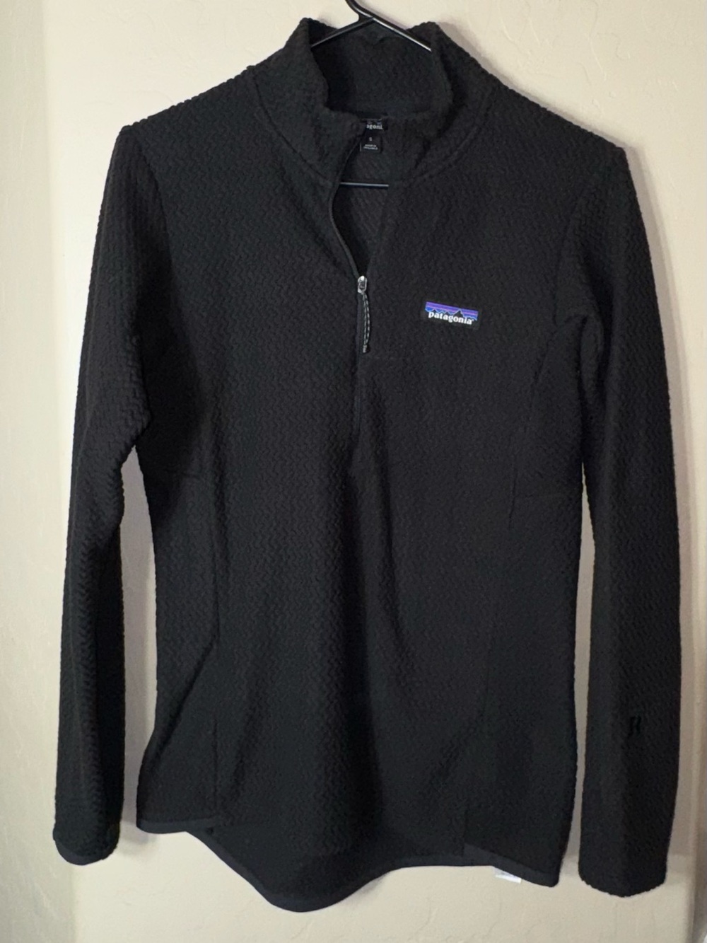 Patagonia R1 Black Textured Fleece Quarter Zip Pullover Jacket Women’s Small